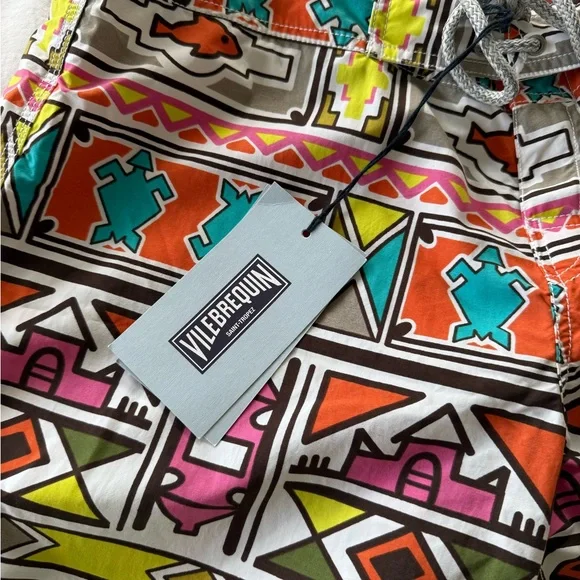 Vilebrequin Multicolor Graphic Swim Shorts Men's L. NWT. Includes pouch.